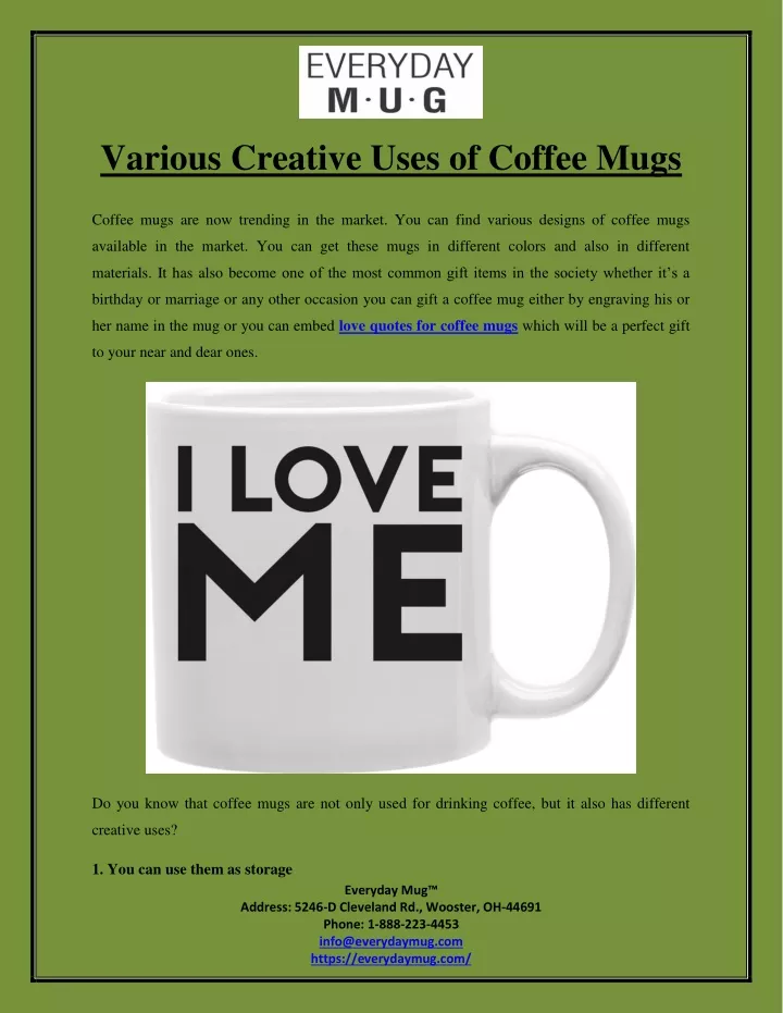 various creative uses of coffee mugs