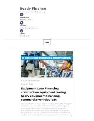 Machinery and equipment financing