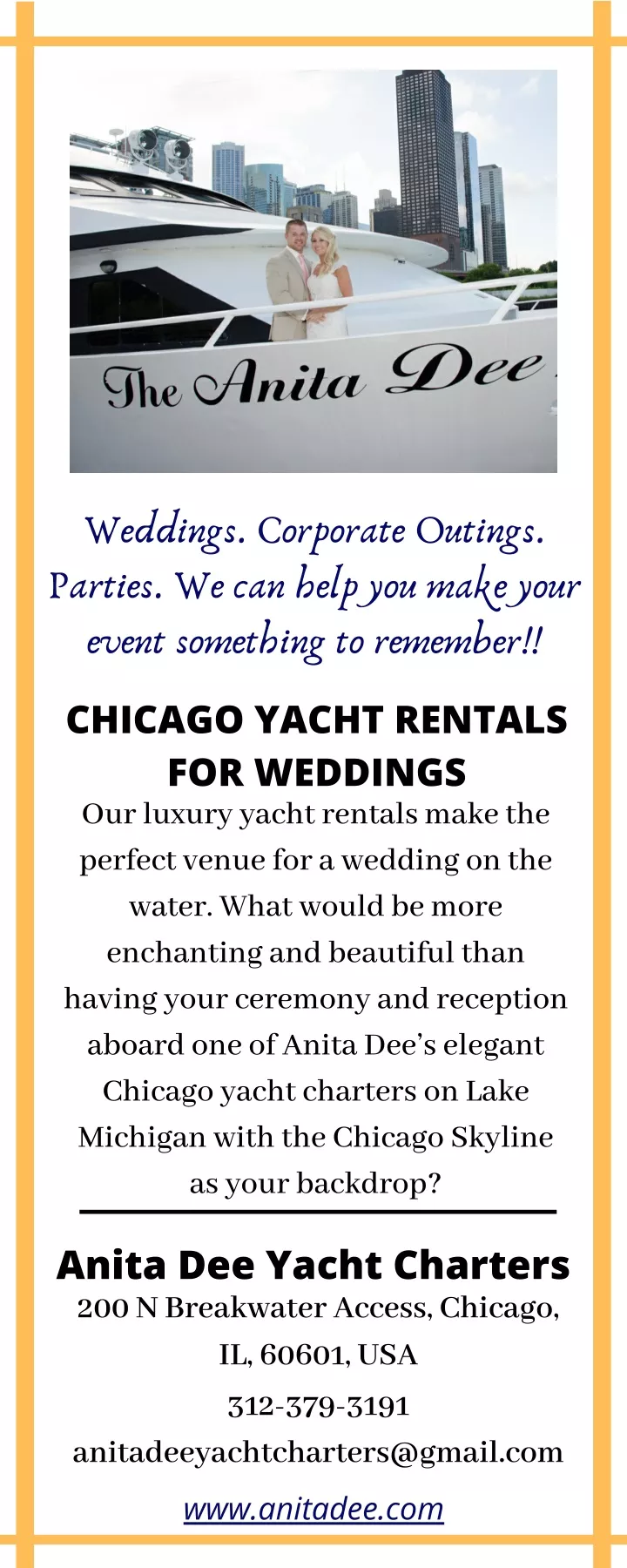 weddings corporate outings parties we can help