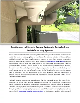 Buy Commercial Security Camera Systems in Australia from TechSafe Security Systems