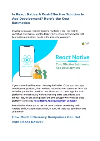 Cost Effective React Native App Development Solution