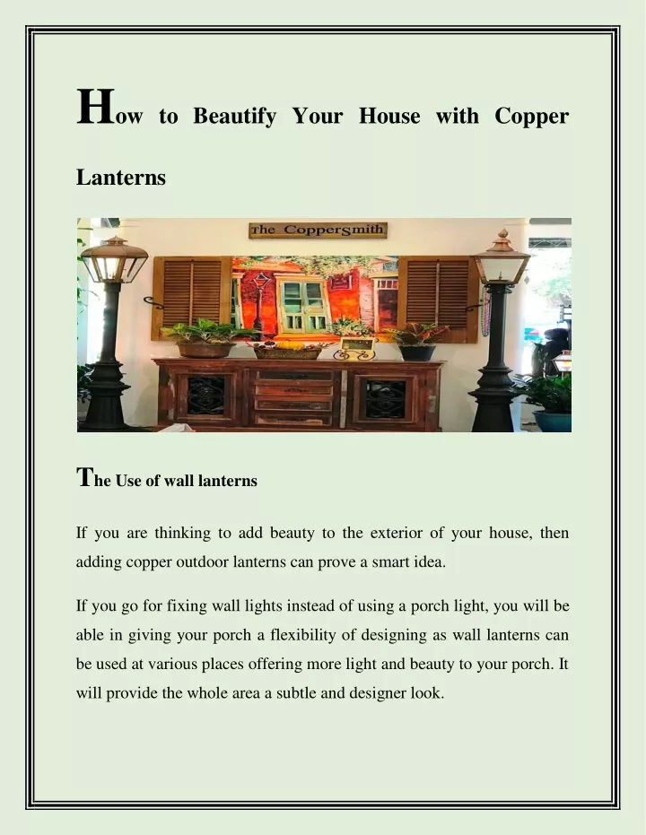 h ow to beautify your house with copper