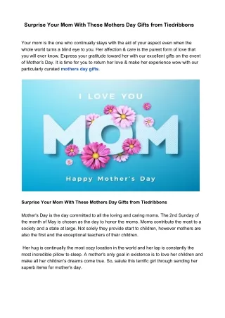 Surprise Your Mom With These Mothers Day Gifts from Tiedribbons