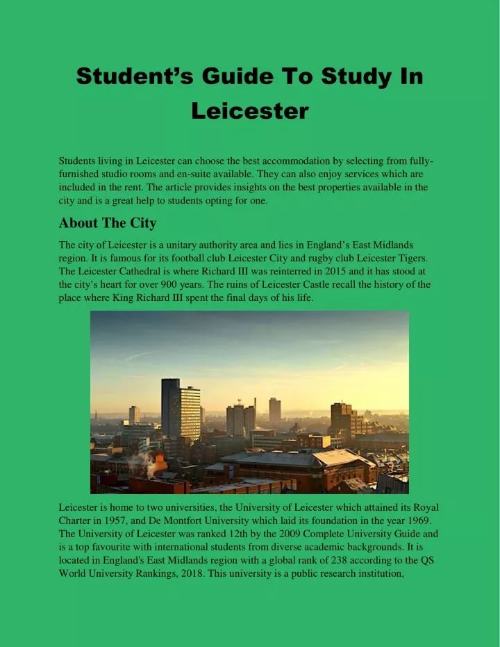 student s guide to study in leicester