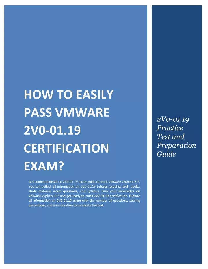 how to easily pass vmware 2v0 01 19 certification