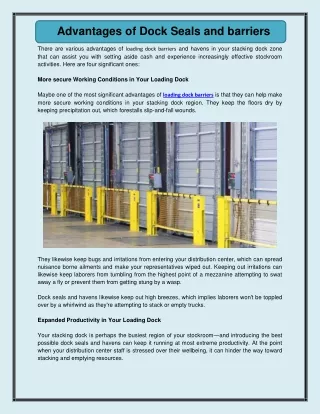 Advantages of Dock Seals and barriers
