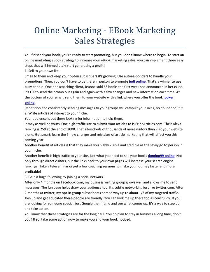 online marketing ebook marketing sales strategies