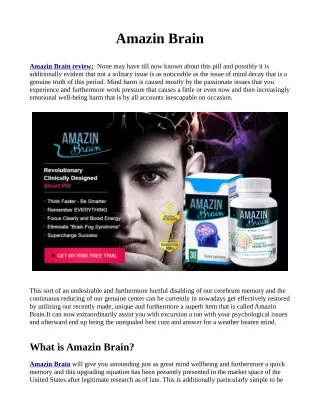 Amazin Brain Pills Price, Benefits, Side Effects and Official Store