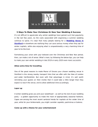 5 Ways To Make Your Christmas Or New Year Wedding A Success