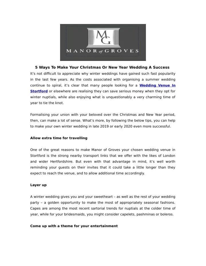 5 ways to make your christmas or new year wedding