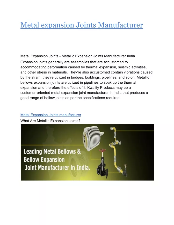 metal expansion joints manufacturer