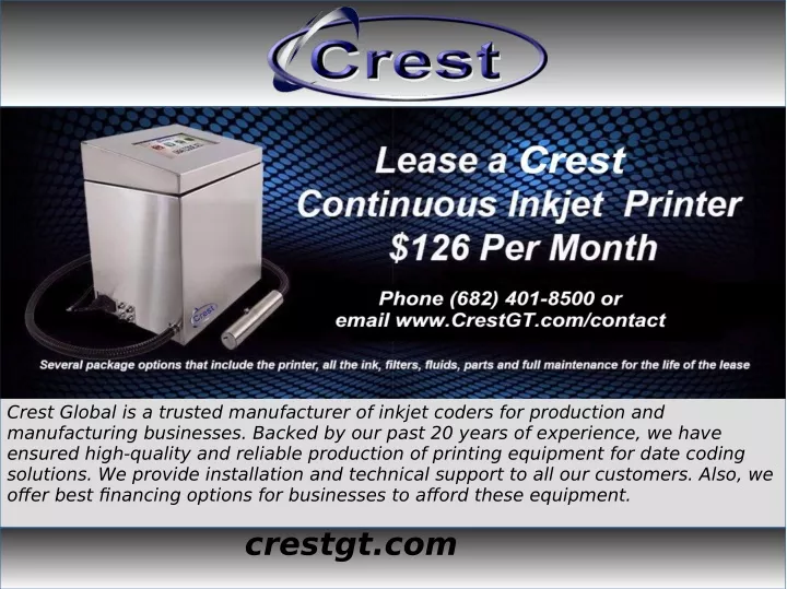 crest global is a trusted manufacturer of inkjet