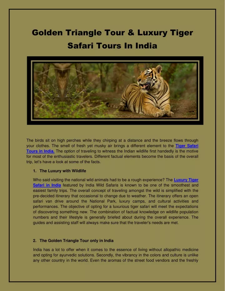golden triangle tour luxury tiger safari tours