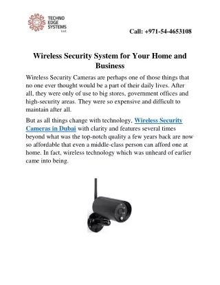 Wireless Security System for Your Home and Business