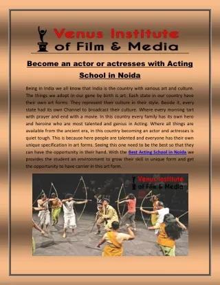 Become an actor or actresses with acting school in noida