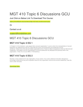 MGT 410 Topic 6 Discussions GCU
