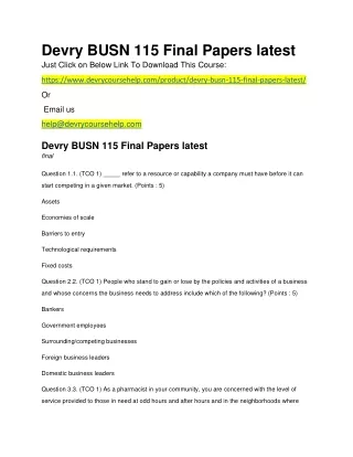 Devry BUSN 115 Final Papers latest