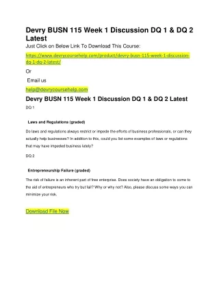 Devry BUSN 115 Week 1 Discussion DQ 1 & DQ 2 Latest