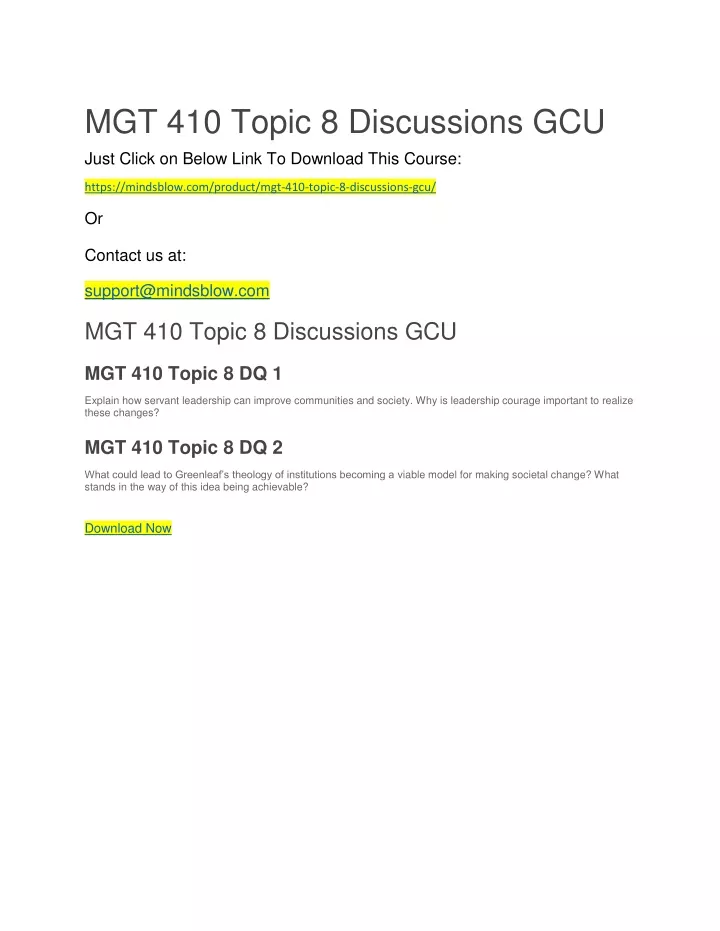 mgt 410 topic 8 discussions gcu just click