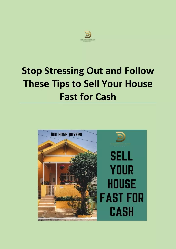 stop stressing out and follow these tips to sell