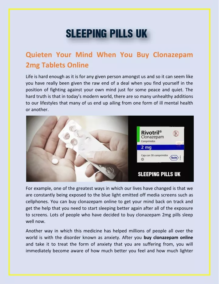 quieten your mind when you buy clonazepam