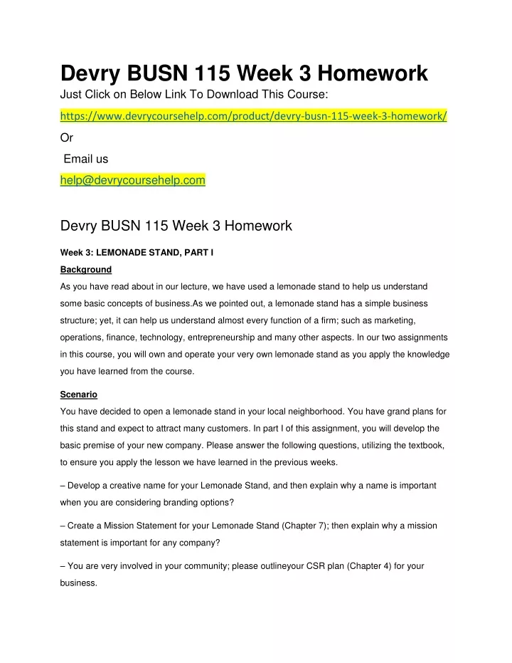 devry busn 115 week 3 homework just click