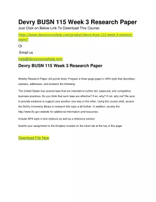 Devry BUSN 115 Week 3 Research Paper