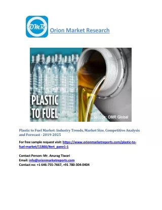 Plastic to Fuel Market: Industry Growth, Size, Share, Growth and Forecast 2019-2025