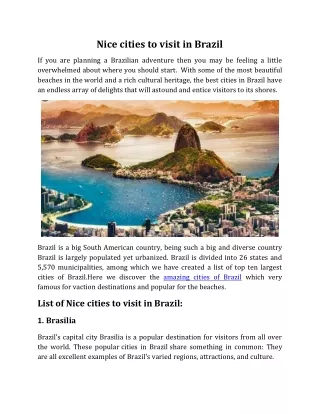 Nice cities to visit in Brazil