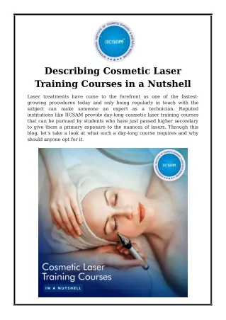 Describing Cosmetic Laser Training Courses in a Nutshell