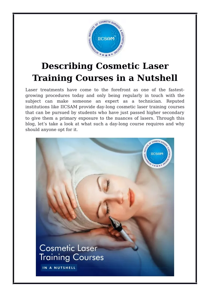 describing cosmetic laser training courses