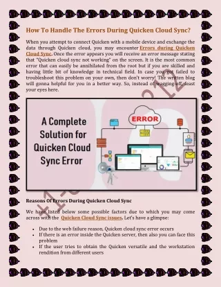 How To Handle The Errors During Quicken Cloud Sync?