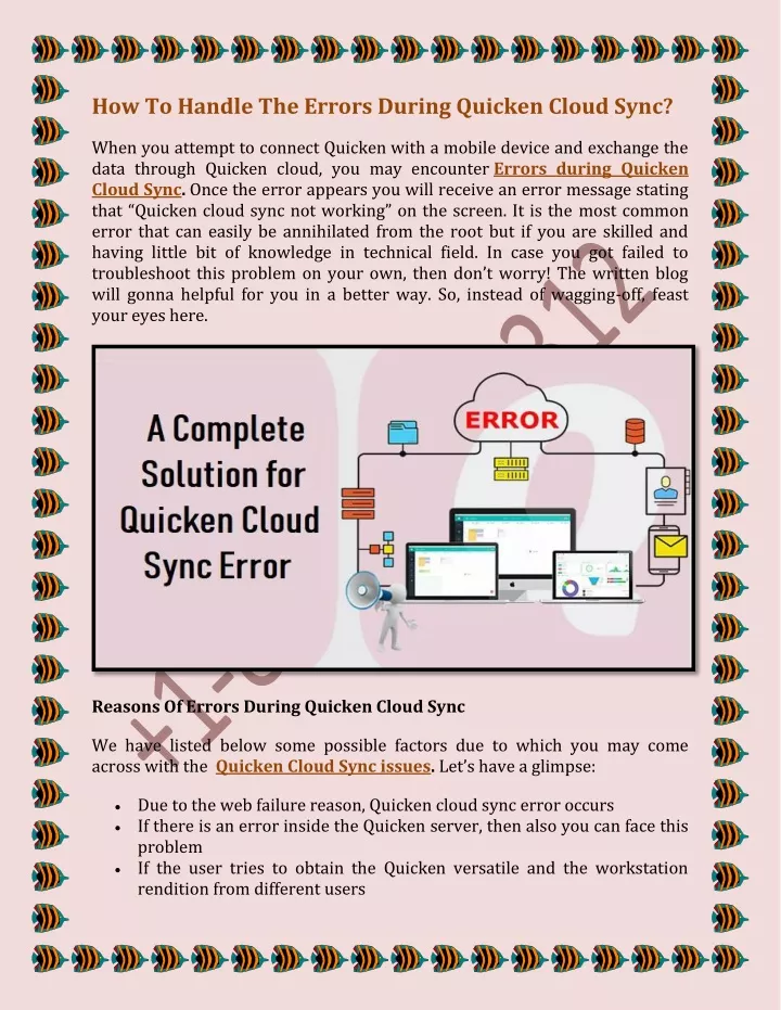 how to handle the errors during quicken cloud sync