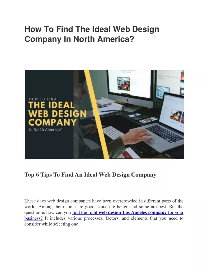 how to find the ideal web design company in north america