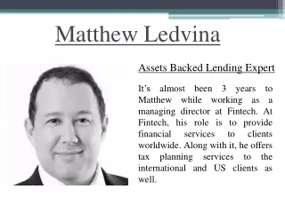 Matthew Ledvina’s Tax Advisory Services