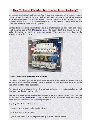 How to Install Electrical Distribution Board Perfectly?