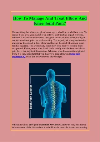 How To Manage And Treat Elbow And Knee Joint Pain?