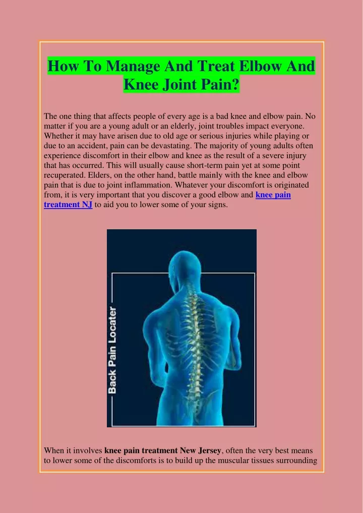 how to manage and treat elbow and knee joint pain