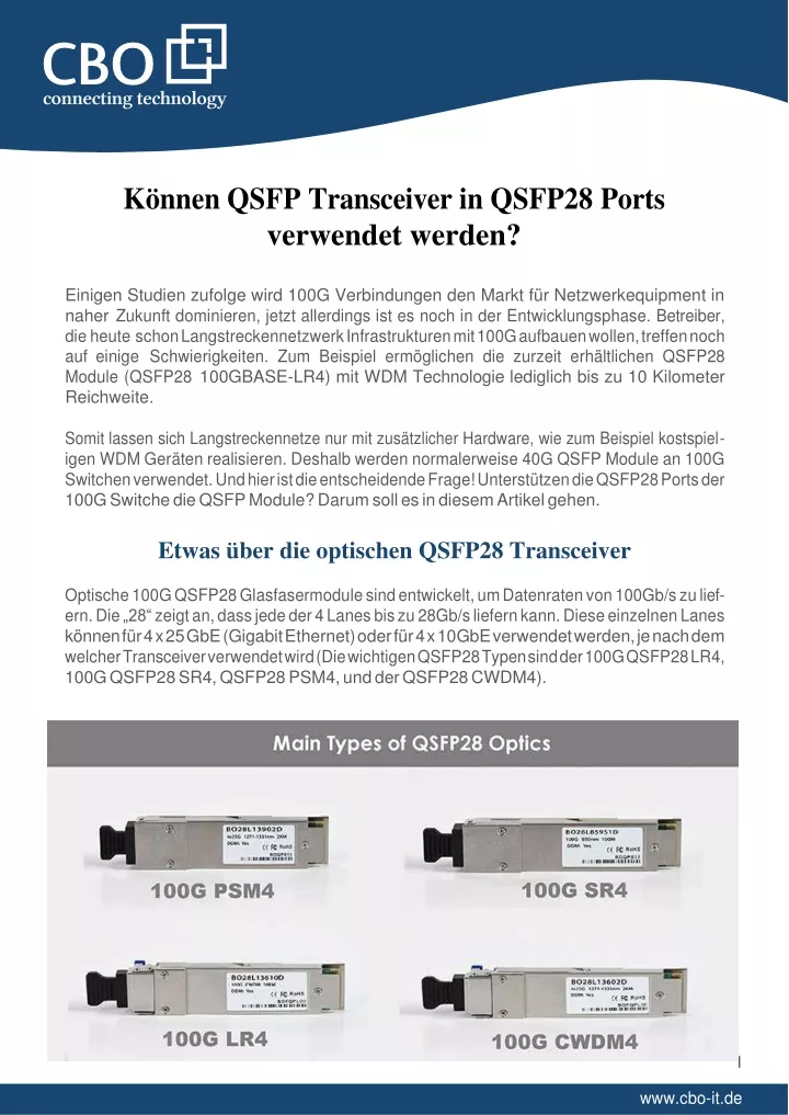 k nnen qsfp transceiver in qsfp28 ports verwendet