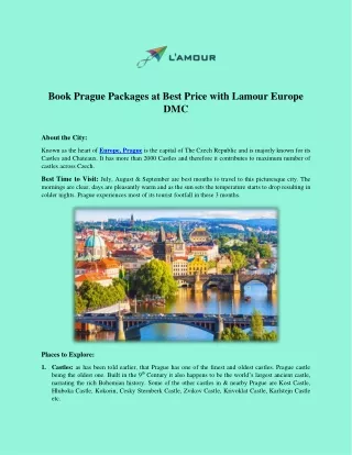 Book Online Czech Republic Tour Packages