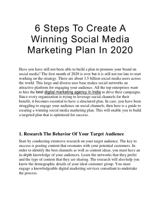 6 Steps To Create A Winning Social Media Marketing Plan In 2020