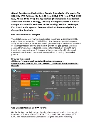 Global Gas Genset Market Size, Trends & Analysis - Forecasts To 2026