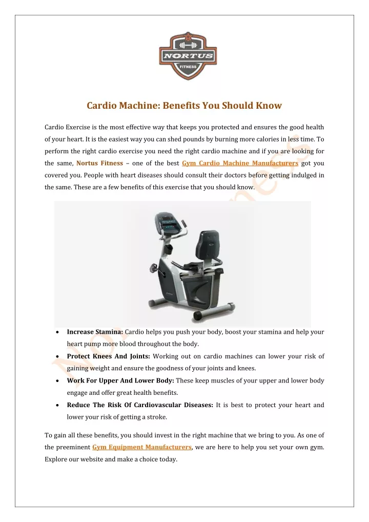 cardio machine benefits you should know