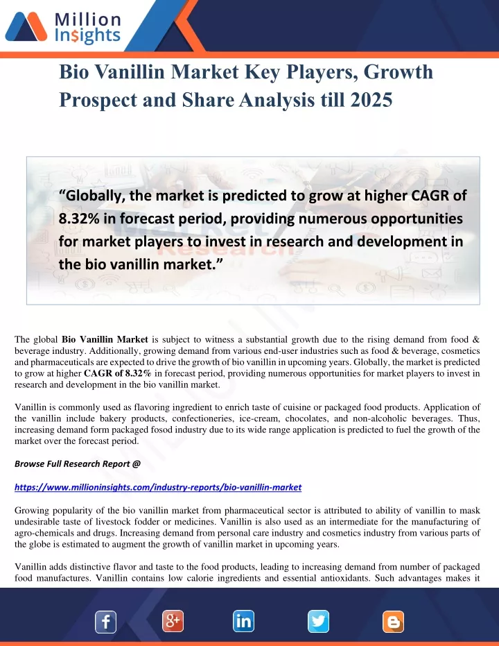 bio vanillin market key players growth prospect