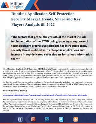 Runtime Application Self-Protection Security Market Trends, Share and Key Players Analysis till 2022