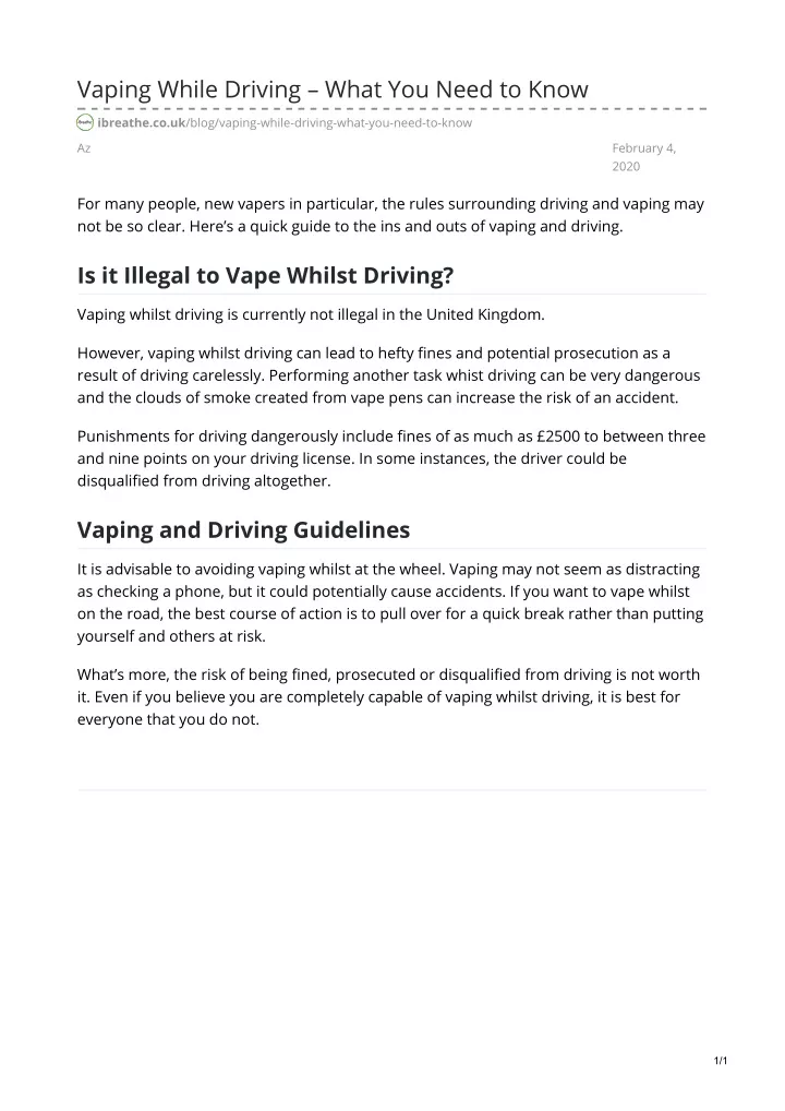 vaping while driving what you need to know