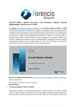 Aircraft Battery Market Key Players And Growth Analysis With Forecast | 2025