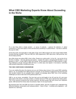 What CBD Marketing Experts Know About Suceeding in the Niche