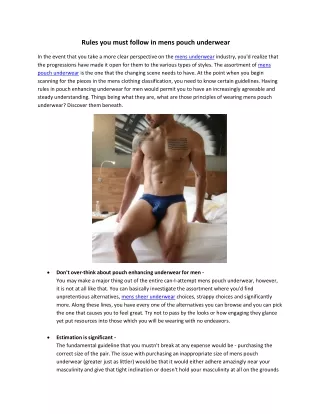 Rules you must follow in mens pouch underwear