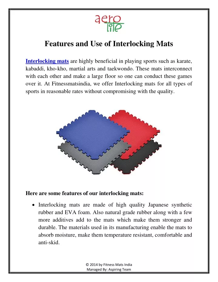 features and use of interlocking mats